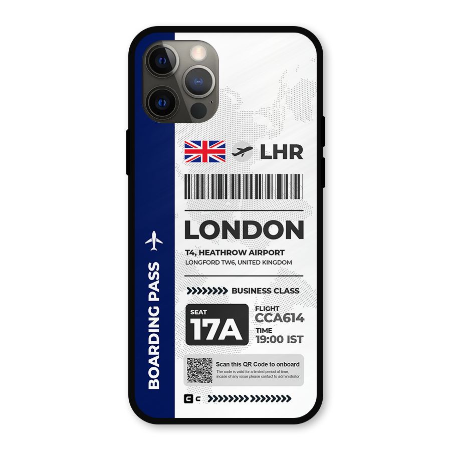 International Boarding Pass London Metal Back Case for iPhone 12 Pro