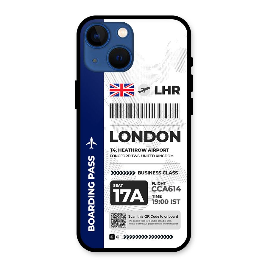 International Boarding Pass London Glass Back Case for iPhone 13 Mini