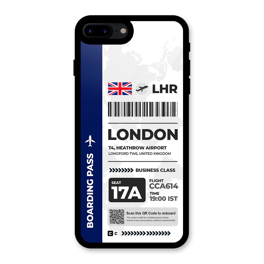 International Boarding Pass London Glass Back Case for iPhone 8 Plus
