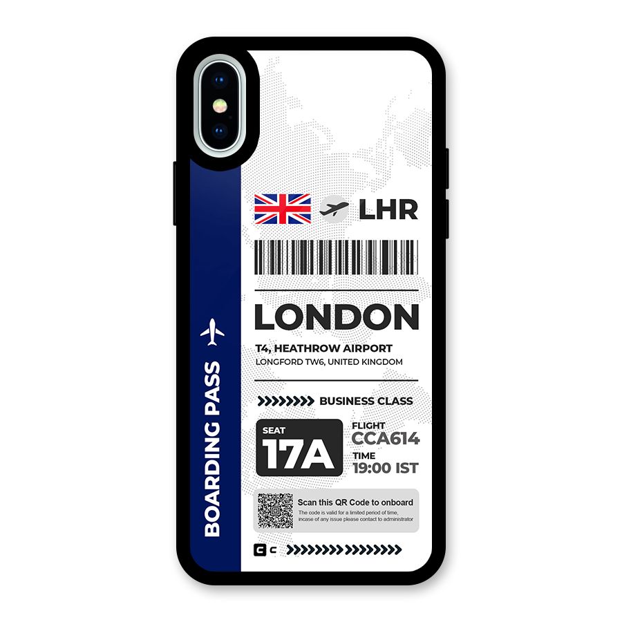 International Boarding Pass London Glass Back Case for iPhone XS