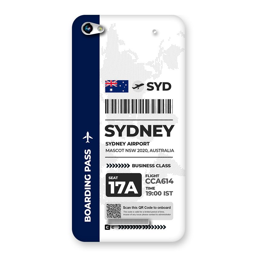 International Boarding Pass Sydney Back Case for Canvas Hue 2 A316