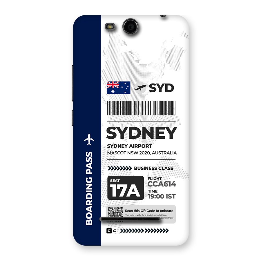 International Boarding Pass Sydney Back Case for Canvas Juice 3 Q392