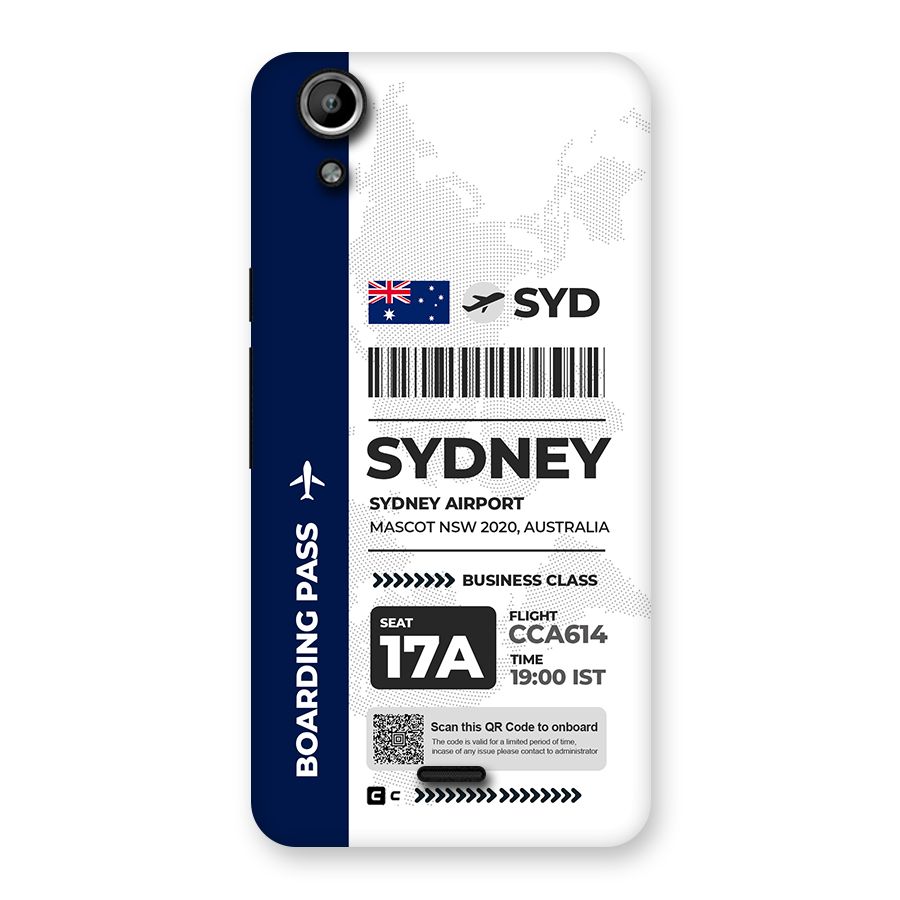 International Boarding Pass Sydney Back Case for Canvas Selfie Lens Q345