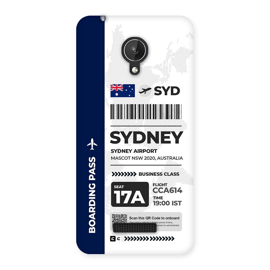 International Boarding Pass Sydney Back Case for Canvas Spark Q380