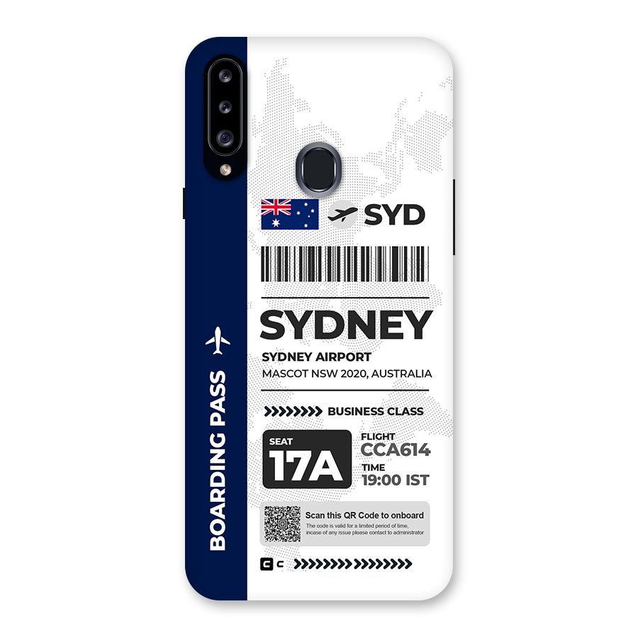 International Boarding Pass Sydney Back Case for Galaxy A20s