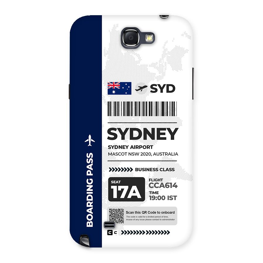 International Boarding Pass Sydney Back Case for Galaxy Note 2