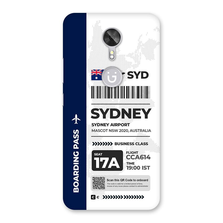 International Boarding Pass Sydney Back Case for Gionee A1