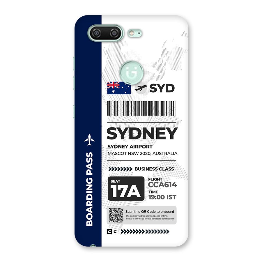 International Boarding Pass Sydney Back Case for Gionee S10