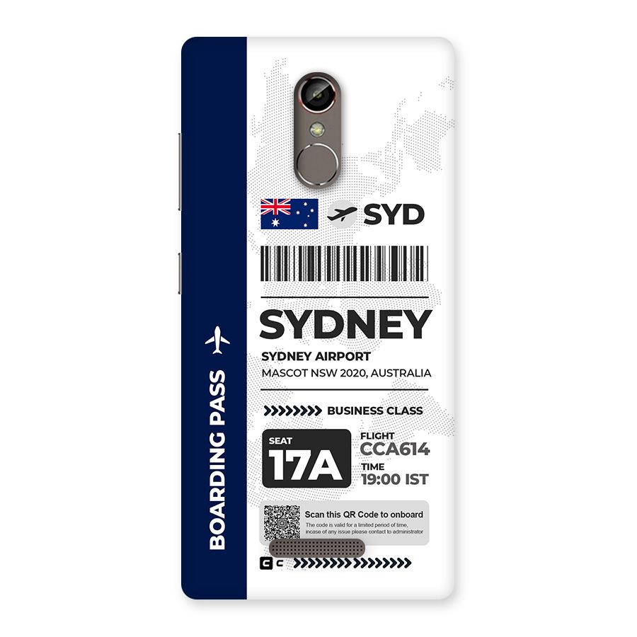 International Boarding Pass Sydney Back Case for Gionee S6s