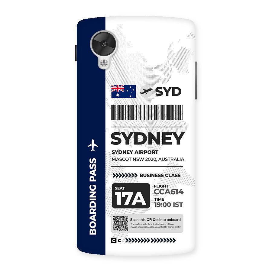 International Boarding Pass Sydney Back Case for Google Nexus 5