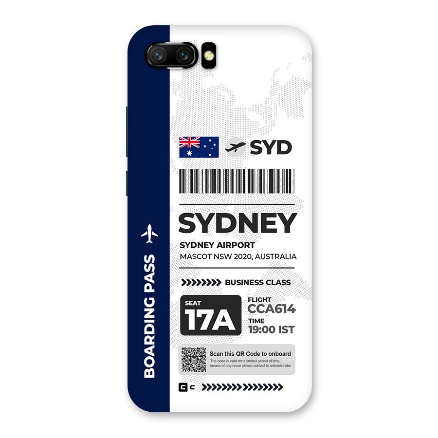 International Boarding Pass Sydney Back Case for Honor 10