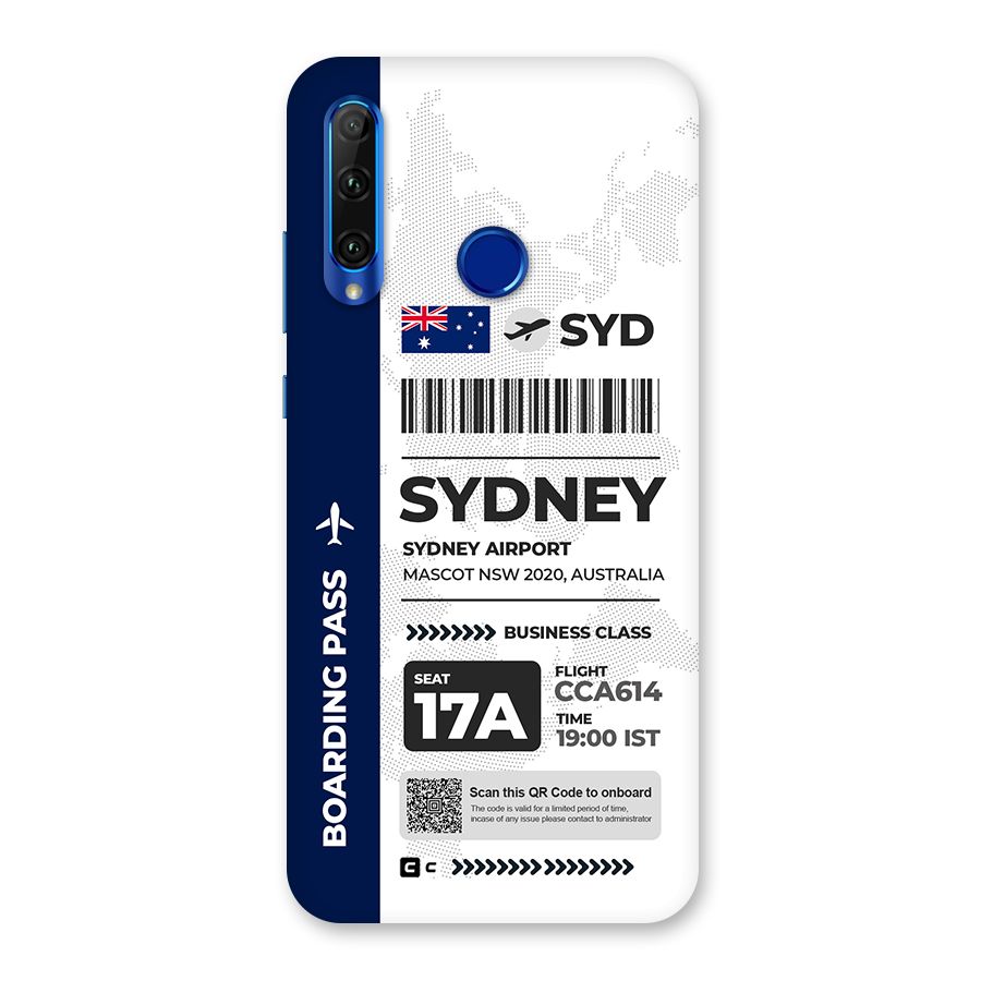 International Boarding Pass Sydney Back Case for Honor 20i