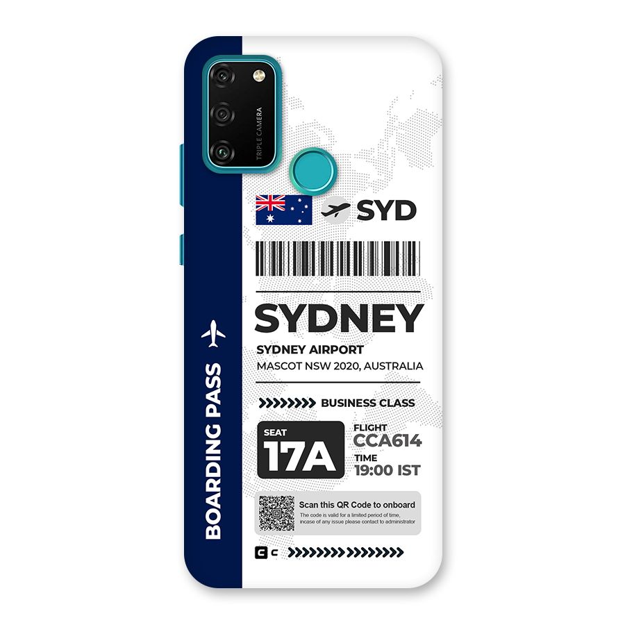 International Boarding Pass Sydney Back Case for Honor 9A