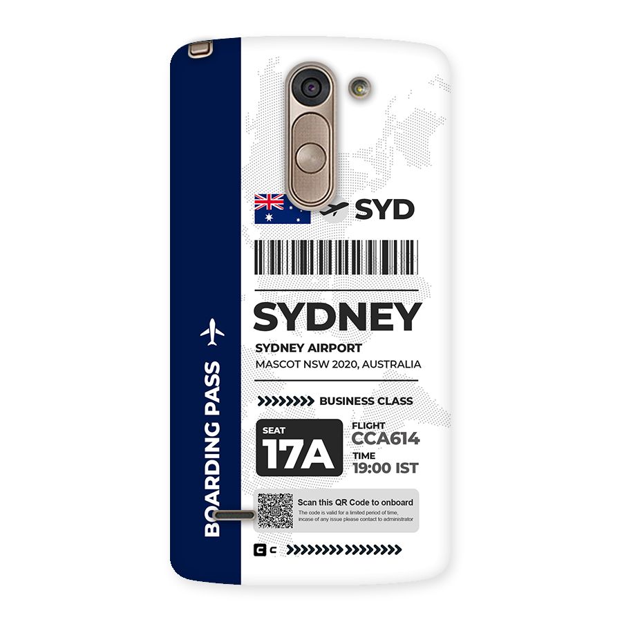 International Boarding Pass Sydney Back Case for LG G3 Stylus