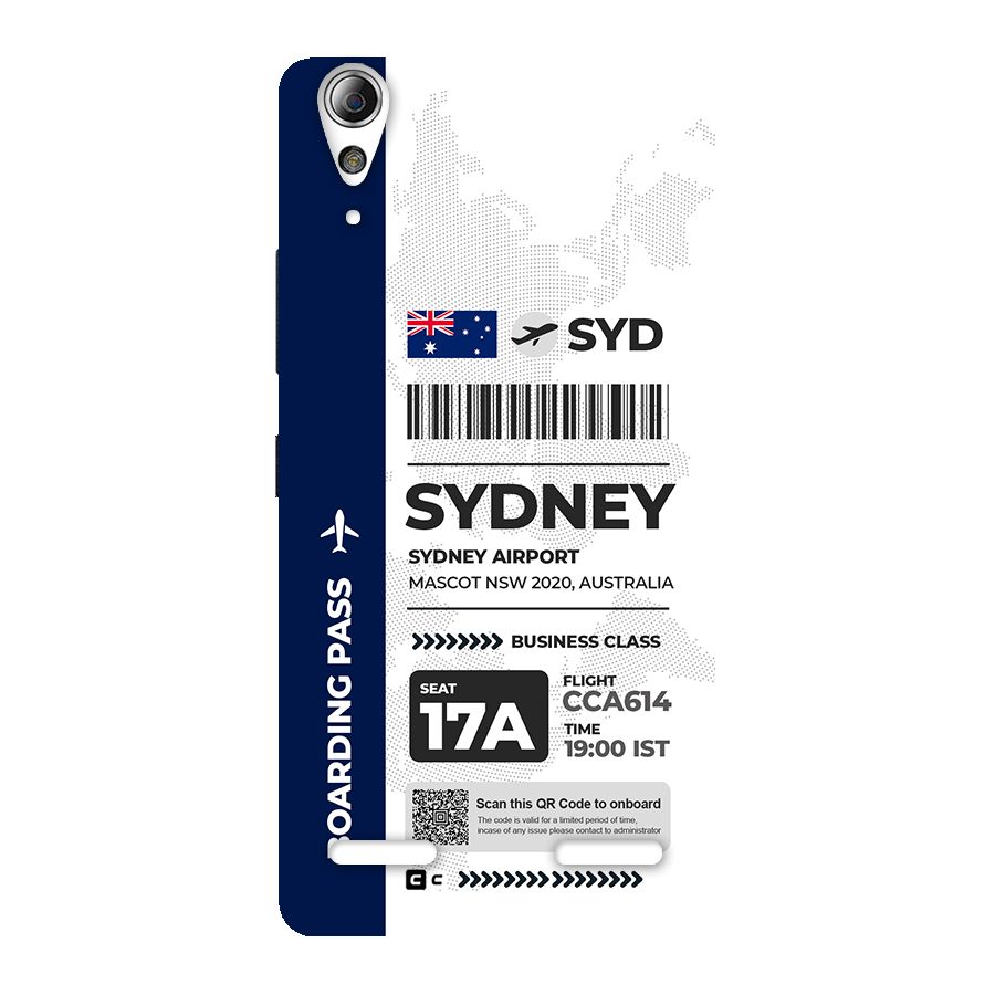 International Boarding Pass Sydney Back Case for Lenovo A6000