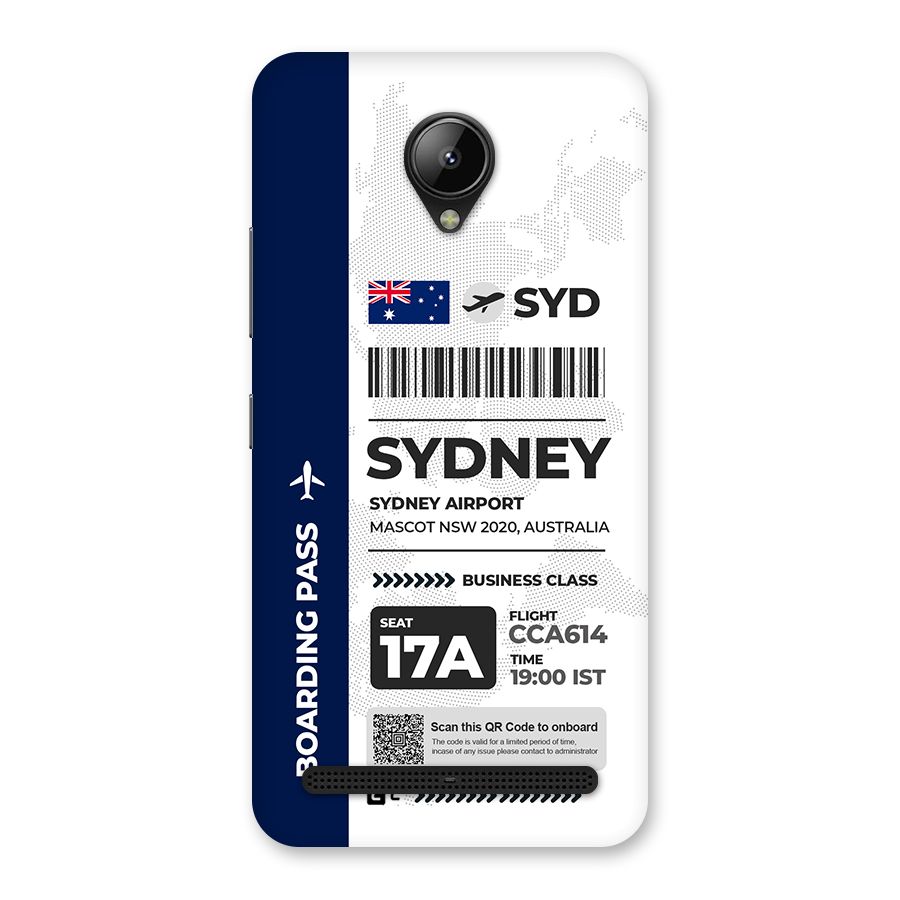 International Boarding Pass Sydney Back Case for Lenovo C2