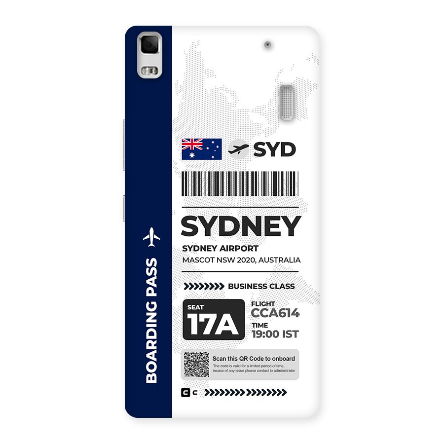 International Boarding Pass Sydney Back Case for Lenovo K3 Note