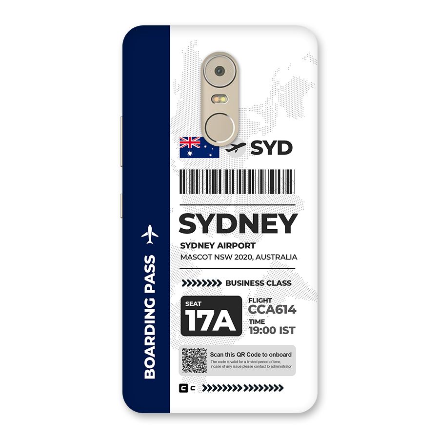 International Boarding Pass Sydney Back Case for Lenovo K6 Note