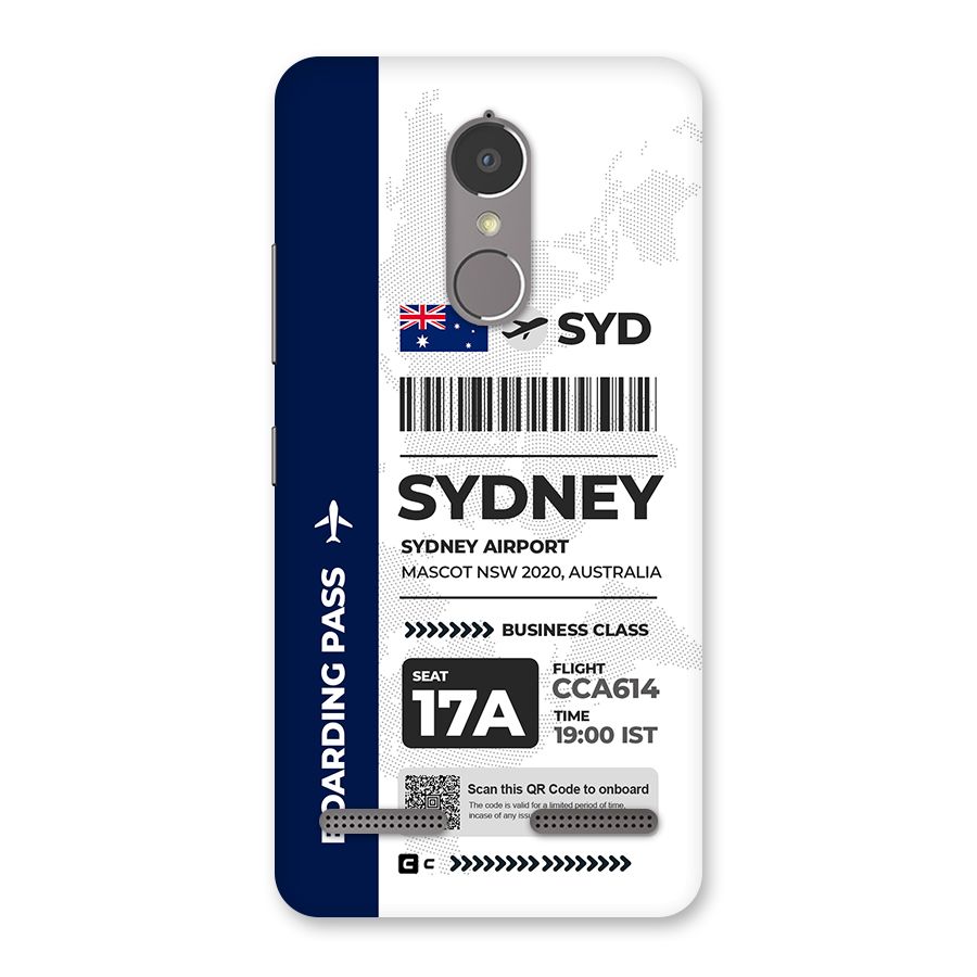 International Boarding Pass Sydney Back Case for Lenovo K6 Power