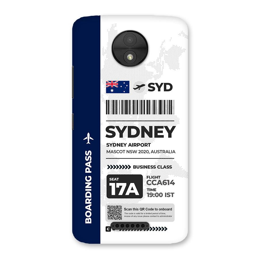 International Boarding Pass Sydney Back Case for Moto C
