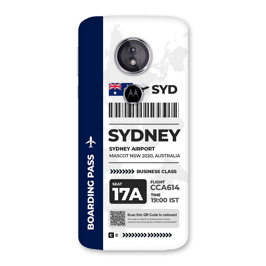International Boarding Pass Sydney Back Case for Moto E5