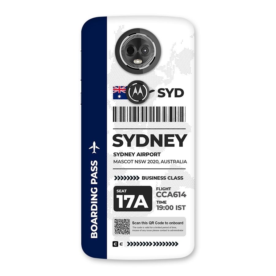 International Boarding Pass Sydney Back Case for Moto E5 Plus