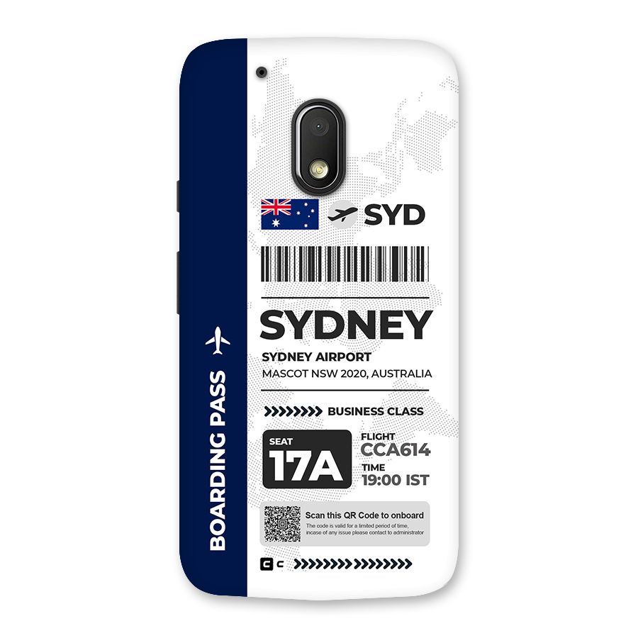 International Boarding Pass Sydney Back Case for Moto G4 Play