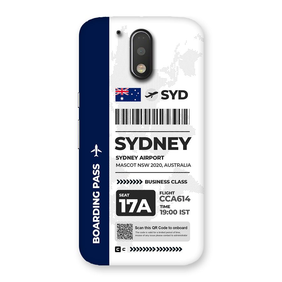 International Boarding Pass Sydney Back Case for Moto G4 Plus