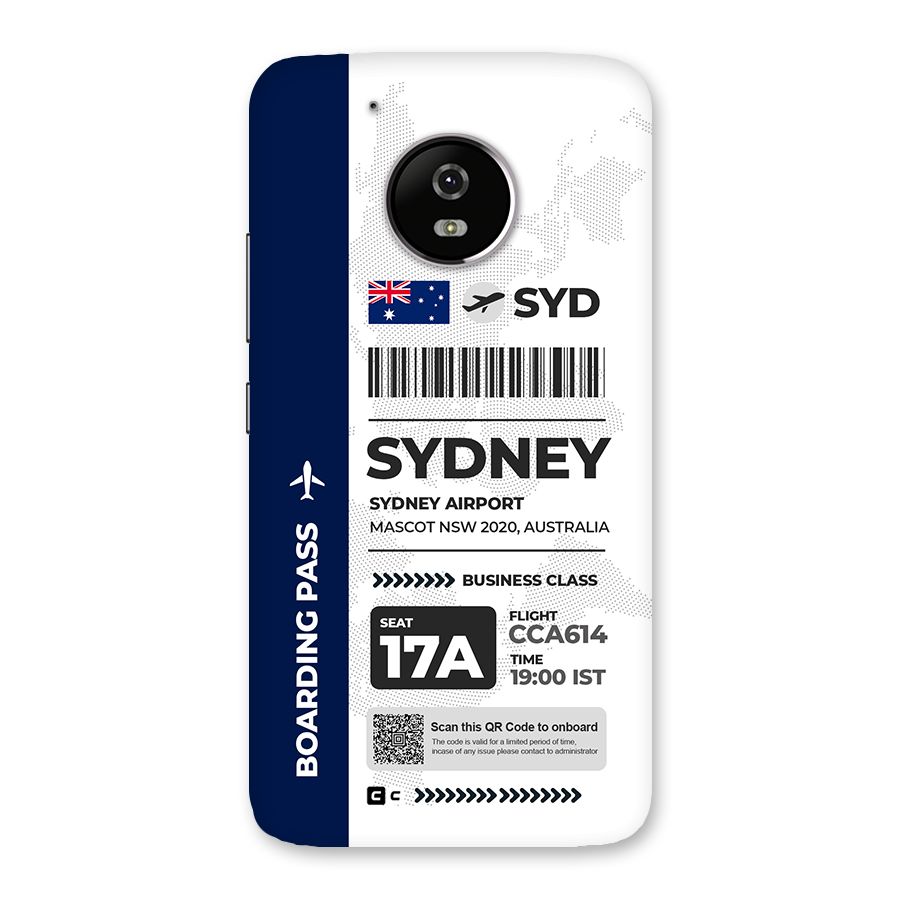 International Boarding Pass Sydney Back Case for Moto G5