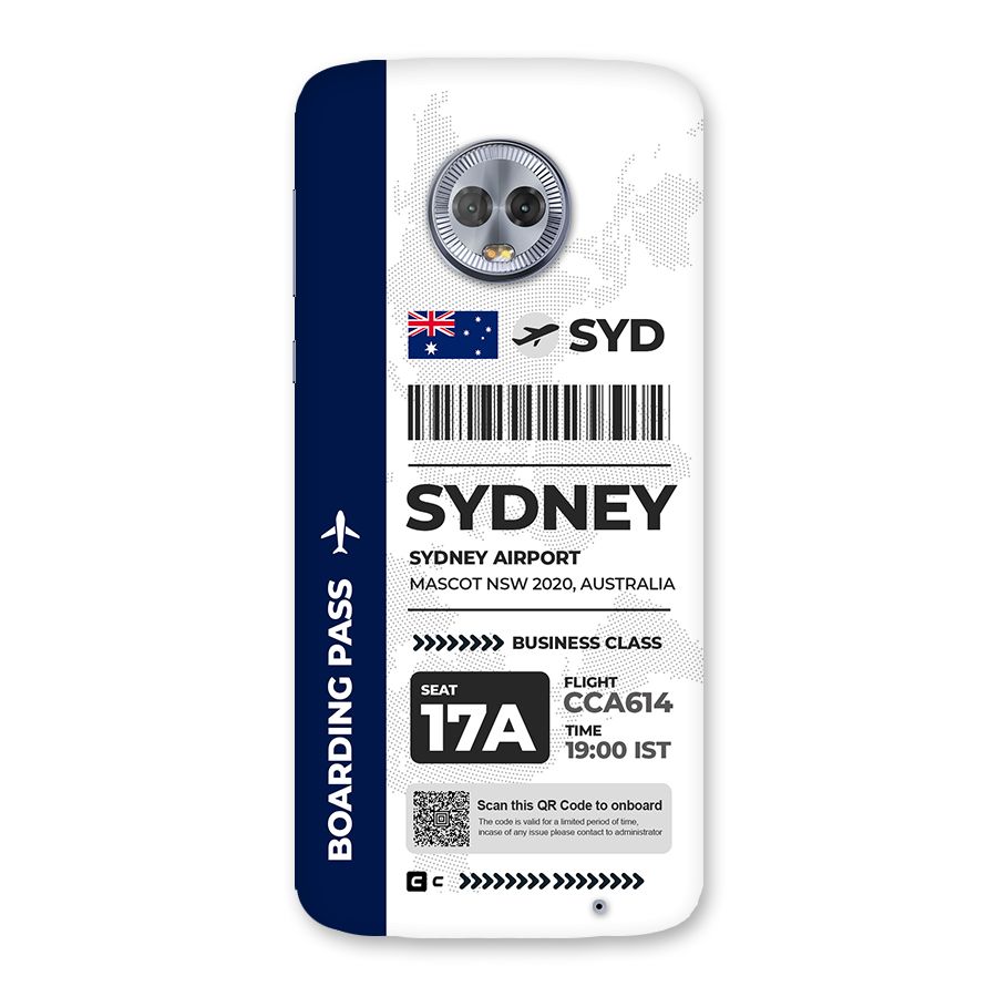 International Boarding Pass Sydney Back Case for Moto G6 Plus