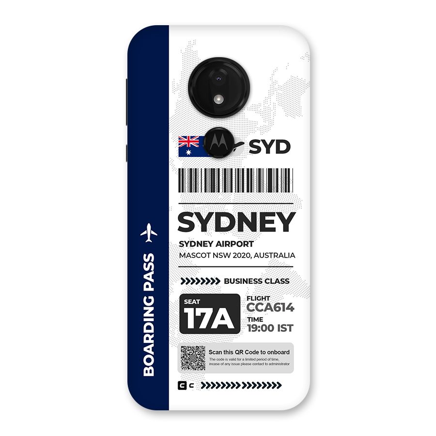 International Boarding Pass Sydney Back Case for Moto G7 Power