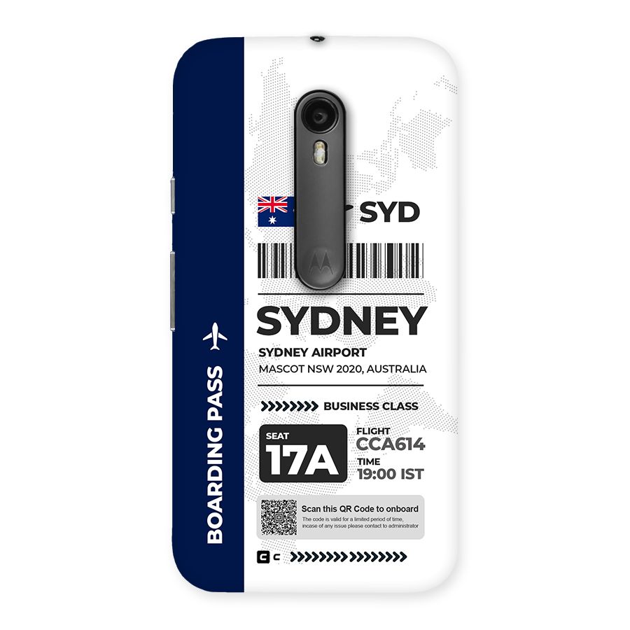 International Boarding Pass Sydney Back Case for Moto G Turbo
