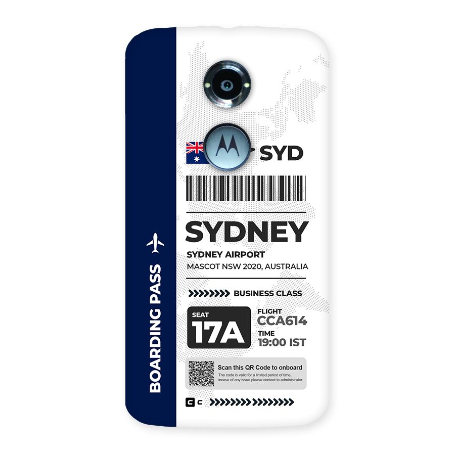 International Boarding Pass Sydney Back Case for Moto X2