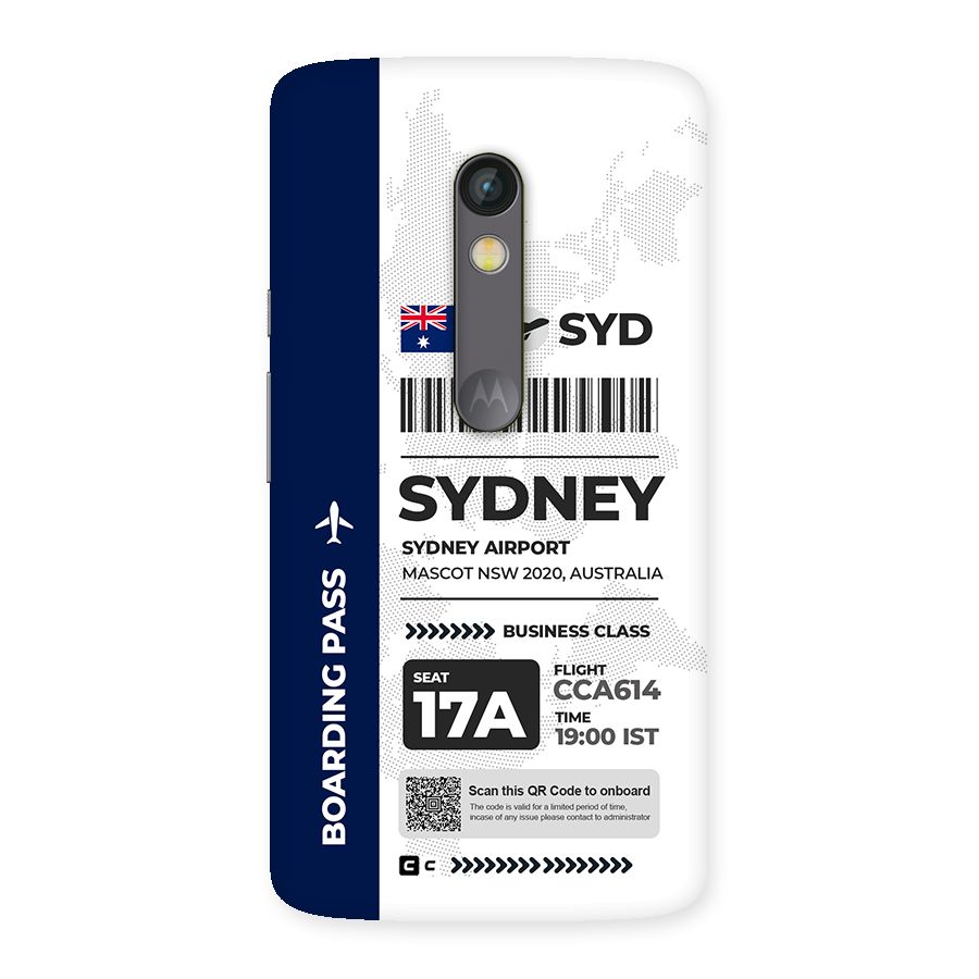 International Boarding Pass Sydney Back Case for Moto X Play