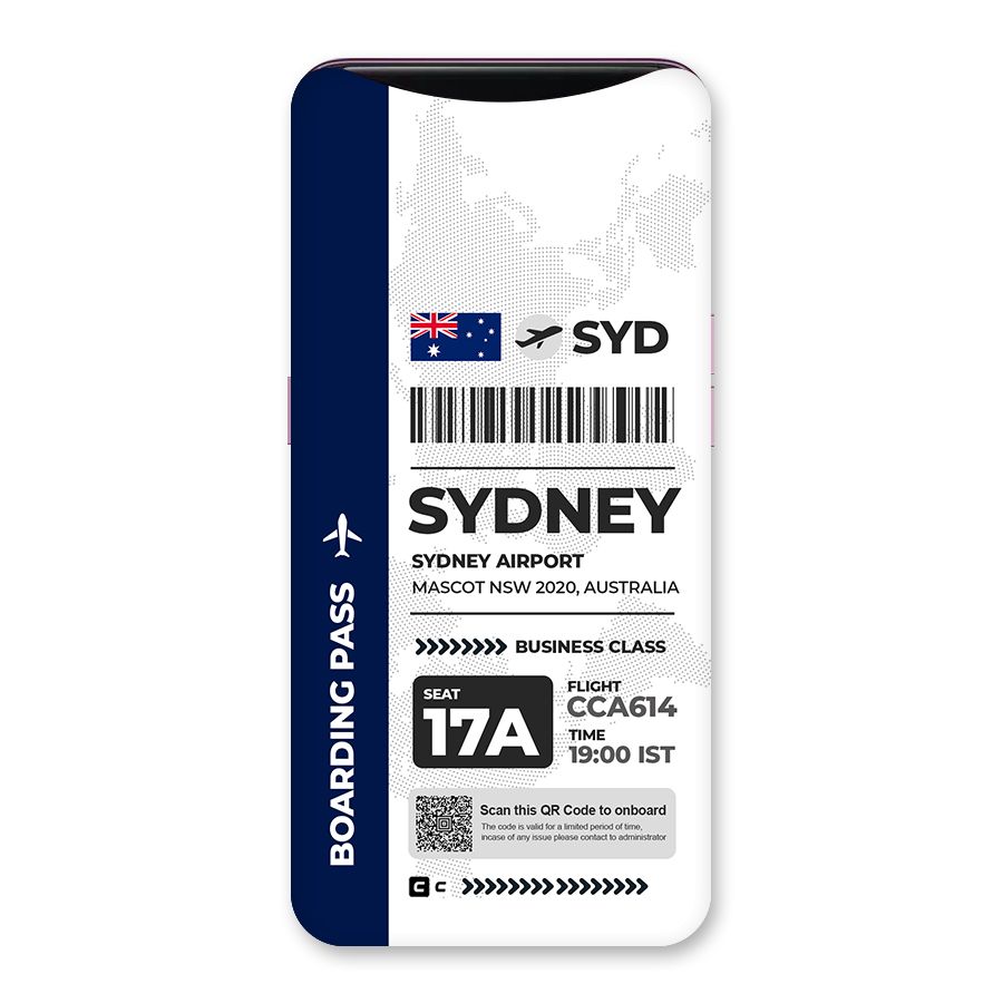 International Boarding Pass Sydney Back Case for Oppo Find X