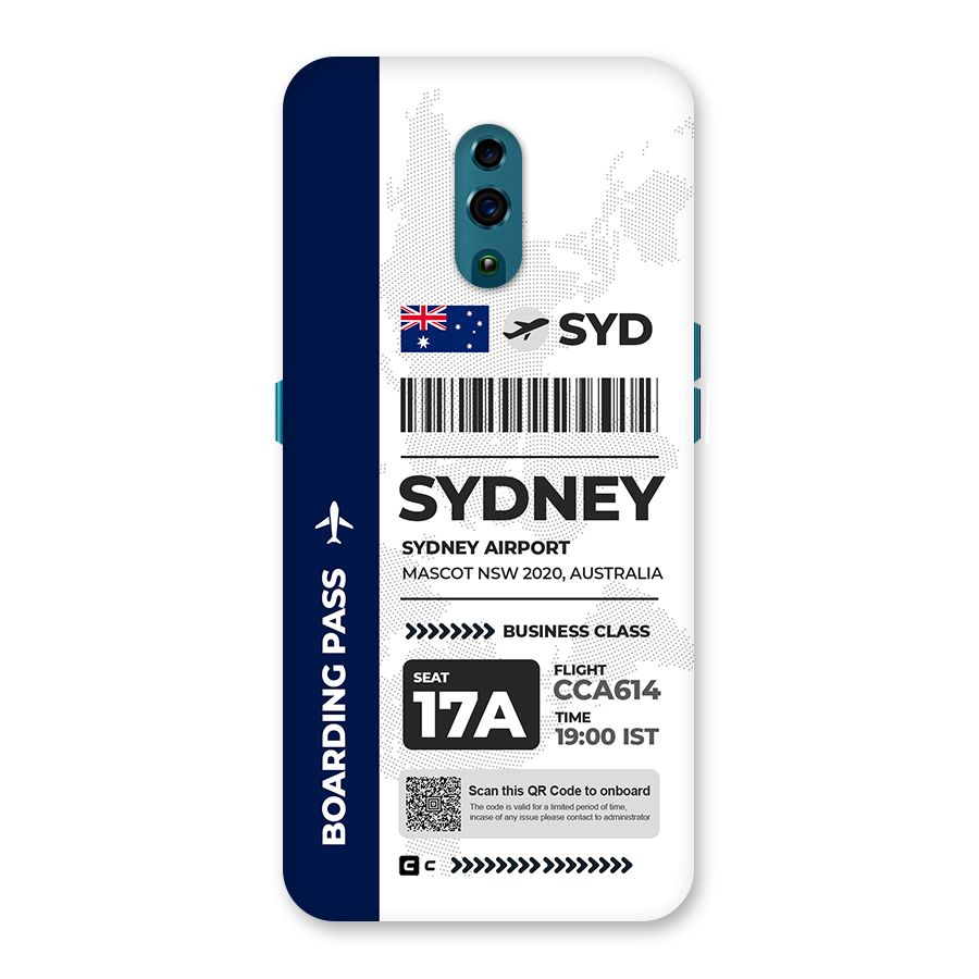 International Boarding Pass Sydney Back Case for Oppo Reno