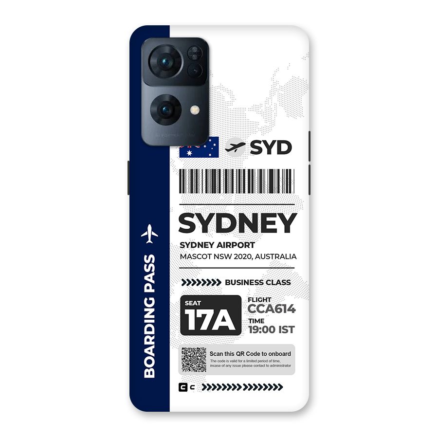 International Boarding Pass Sydney Back Case for Oppo Reno7 Pro 5G