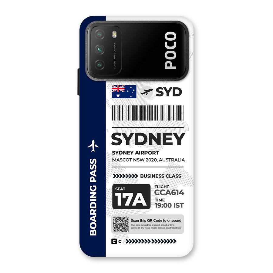 International Boarding Pass Sydney Back Case for Poco M3