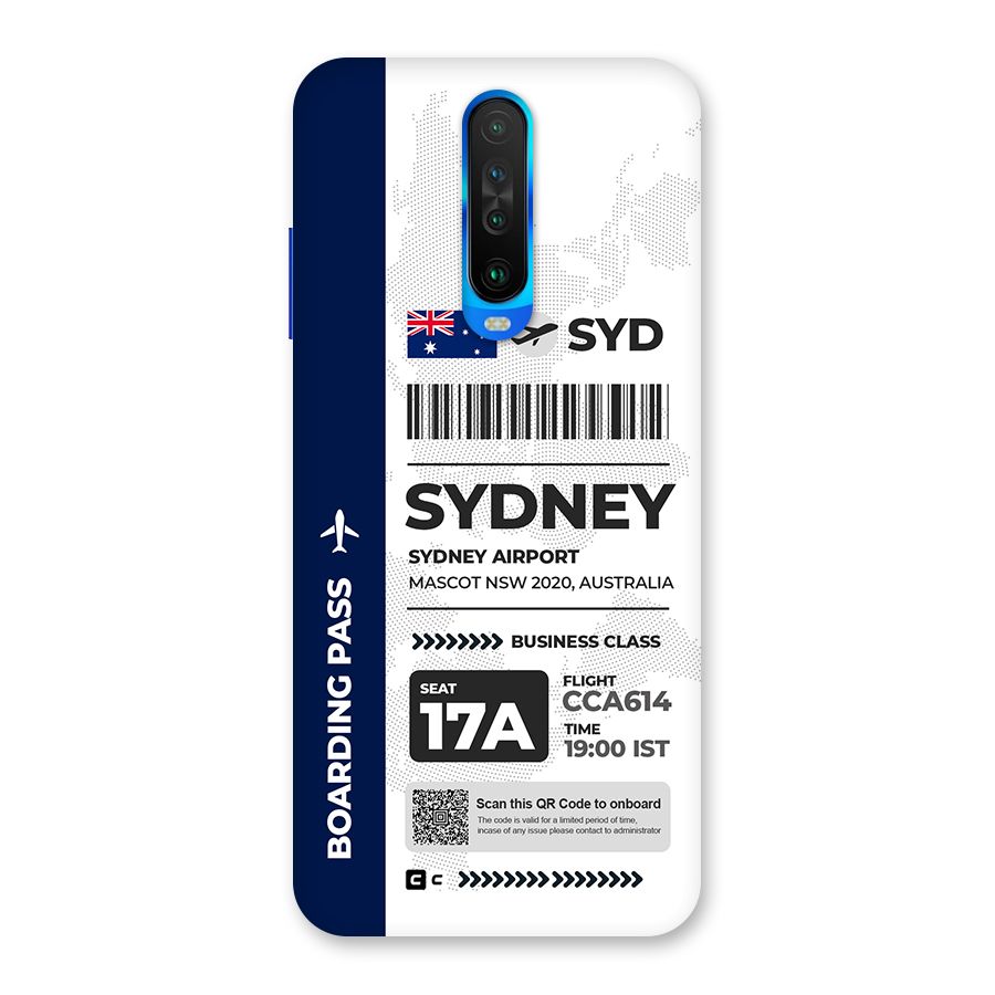 International Boarding Pass Sydney Back Case for Poco X2