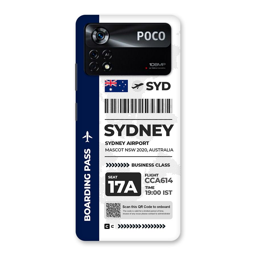 International Boarding Pass Sydney Back Case for Poco X4 Pro 5G
