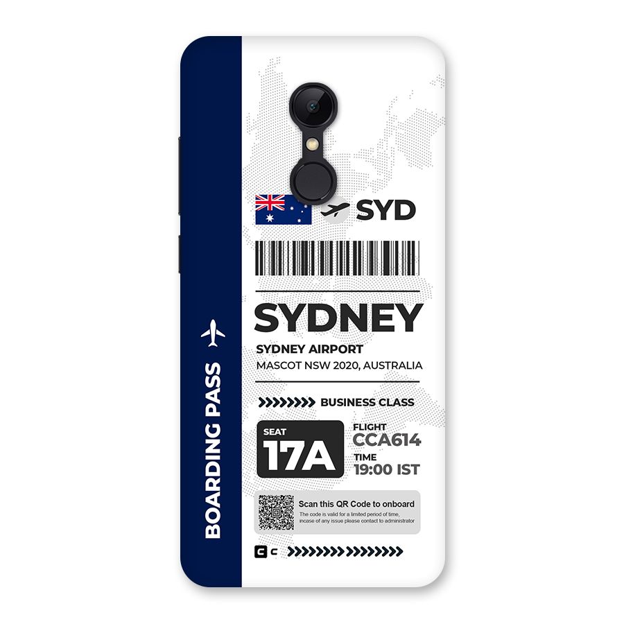 International Boarding Pass Sydney Back Case for Redmi 5