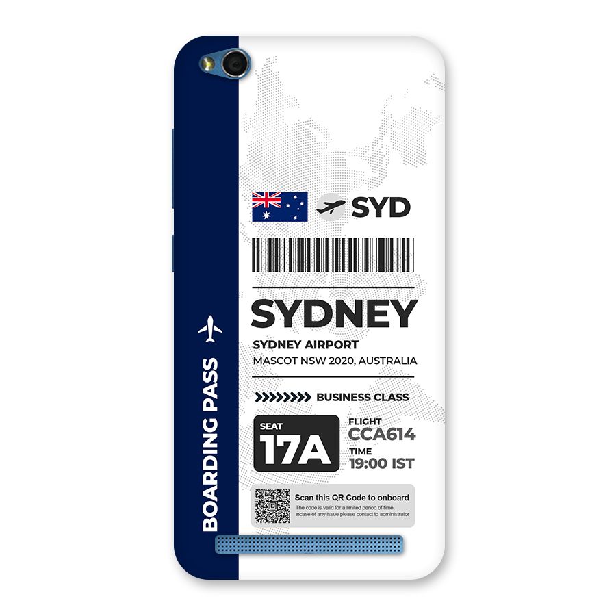 International Boarding Pass Sydney Back Case for Redmi 5A