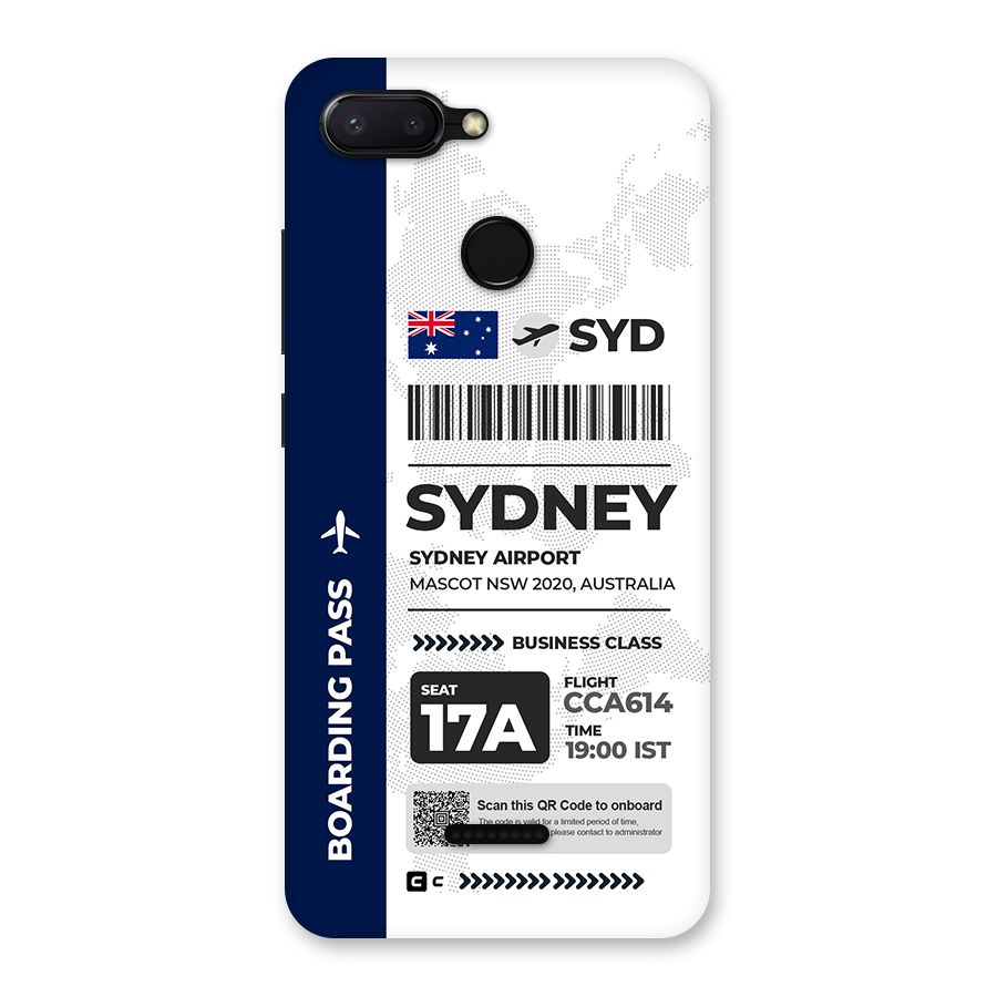 International Boarding Pass Sydney Back Case for Redmi 6