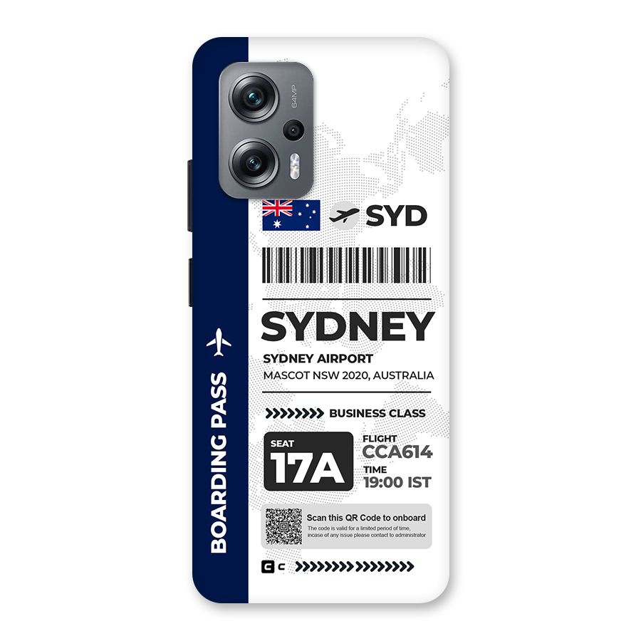 International Boarding Pass Sydney Back Case for Redmi K50i