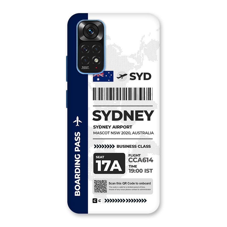 International Boarding Pass Sydney Back Case for Redmi Note 11S