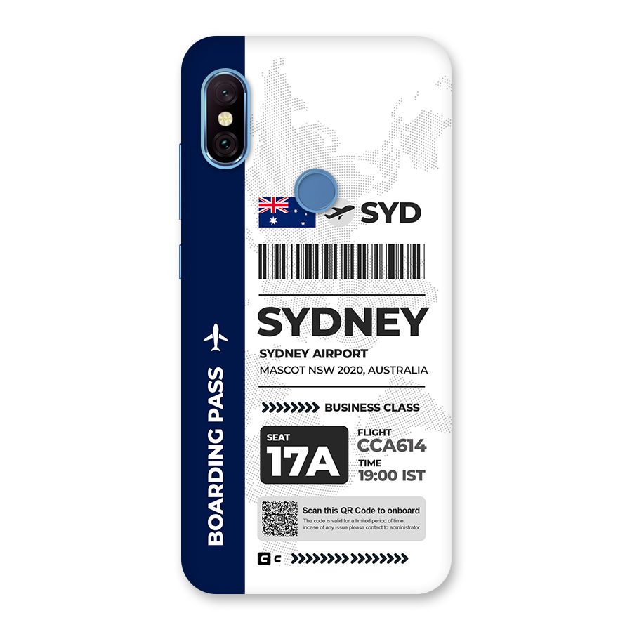 International Boarding Pass Sydney Back Case for Redmi Note 6 Pro