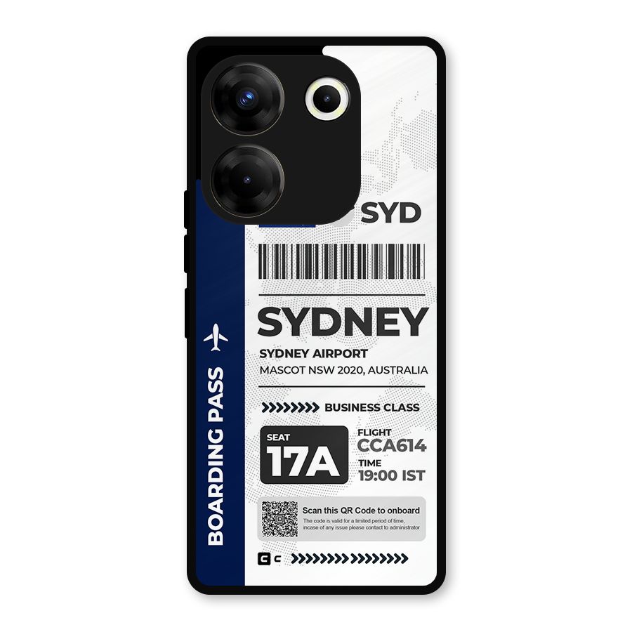 International Boarding Pass Sydney Metal Back Case for Tecno Camon 20 Pro