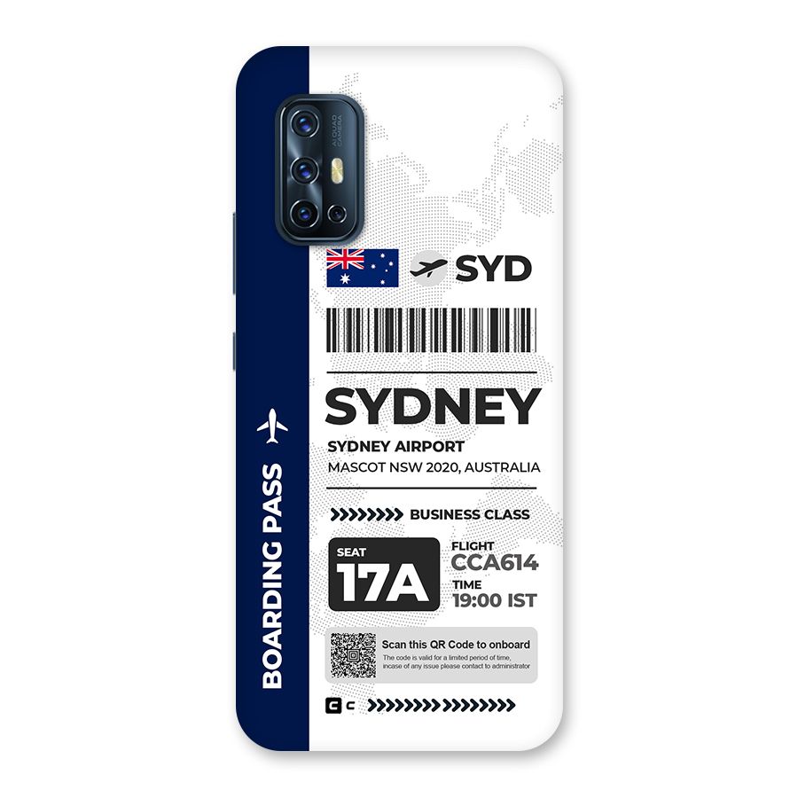International Boarding Pass Sydney Back Case for Vivo V17