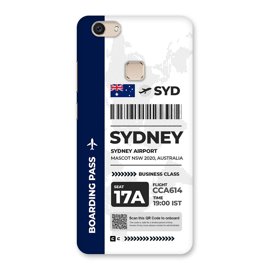 International Boarding Pass Sydney Back Case for Vivo V7
