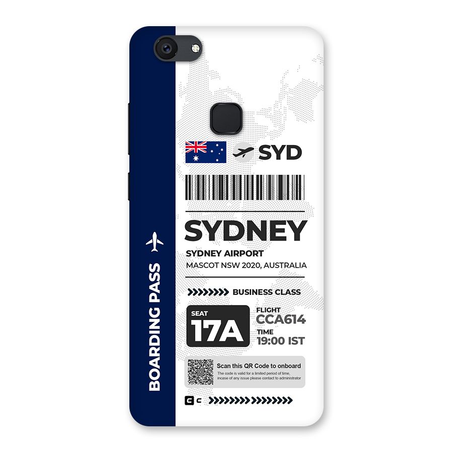International Boarding Pass Sydney Back Case for Vivo V7 Plus